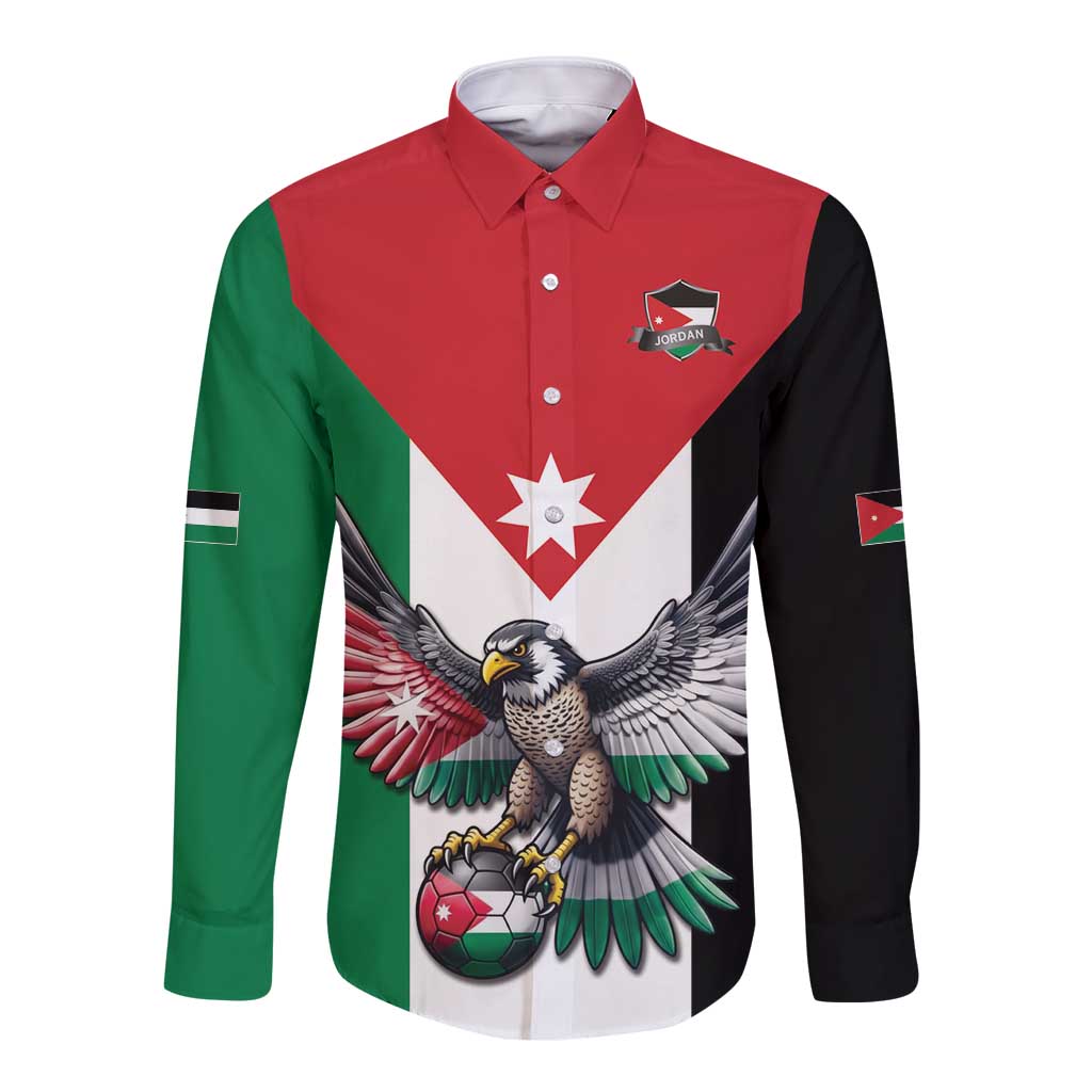 Custom World Football 2026 Jordan Long Sleeve Button Shirt Eagle Rising Road To Champion - Wonder Print Shop