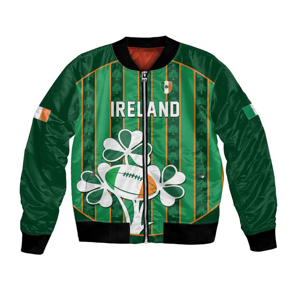 Custom Rugby Ireland Bomber Jacket Irish Lucky Shamrock