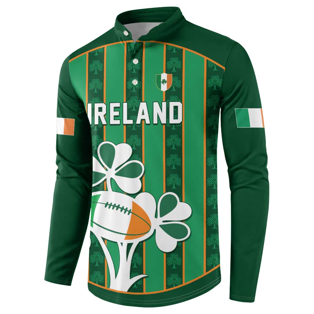 Custom Rugby Ireland Button Sweatshirt Irish Lucky Shamrock