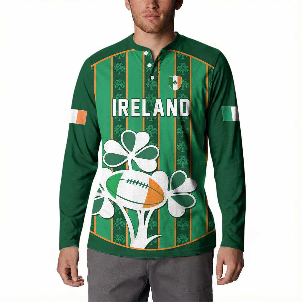 Custom Rugby Ireland Button Sweatshirt Irish Lucky Shamrock