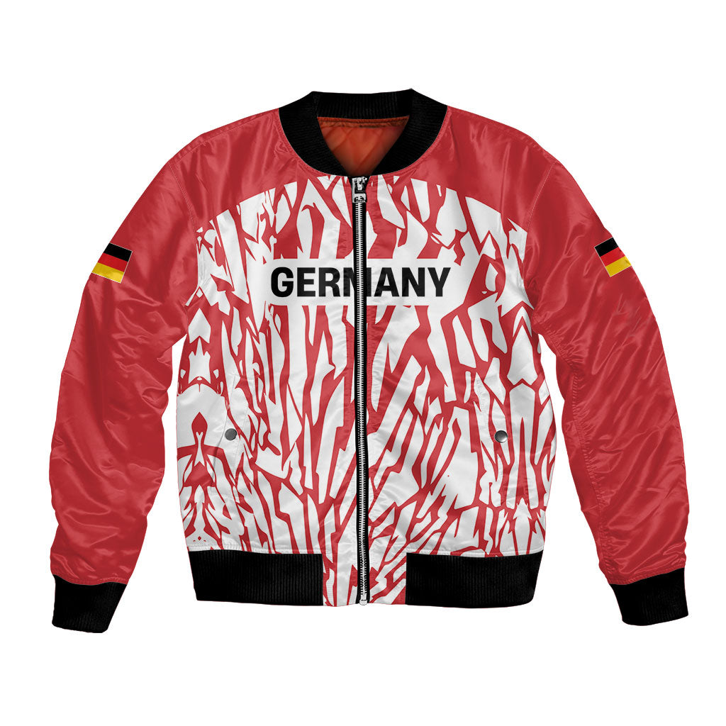 Custom German European Football Champions Bomber Jacket Abstract Lightning Rot Weiss