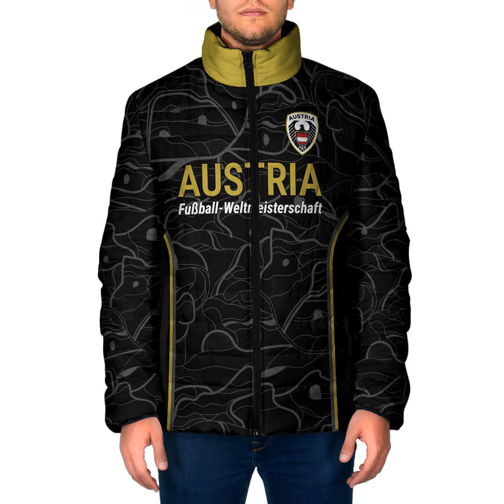 Custom World Football 2026 Austria Padded Jacket Fussball WM Gemma Burschen Black Glory