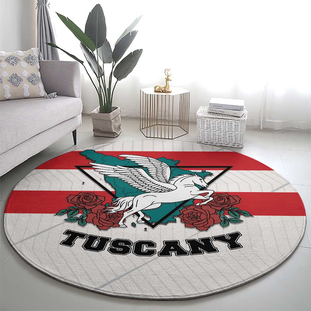 Italy Tuscany Round Carpet Pegasus With Map Style - Wonder Print Shop
