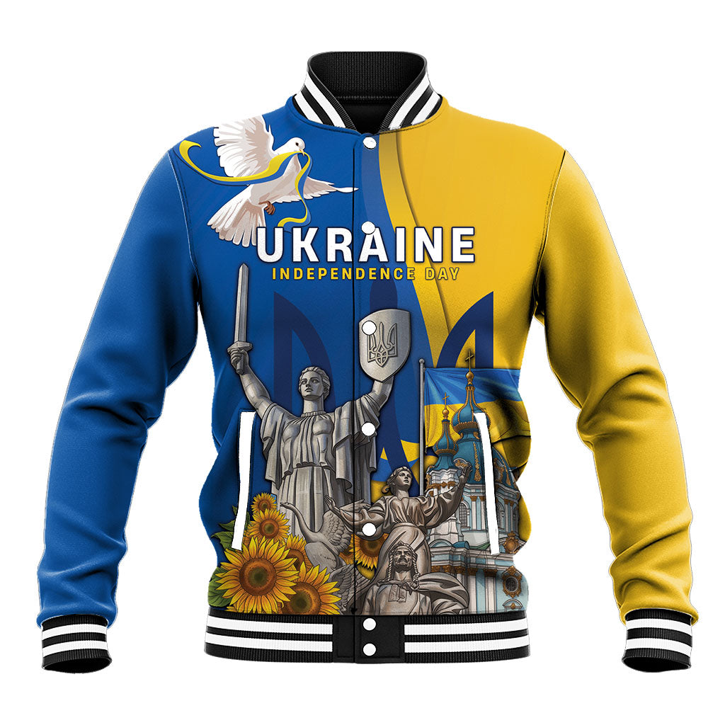 Personalized Ukraine Independence Day Baseball Jacket Tryzub Heritage Freedom Pride