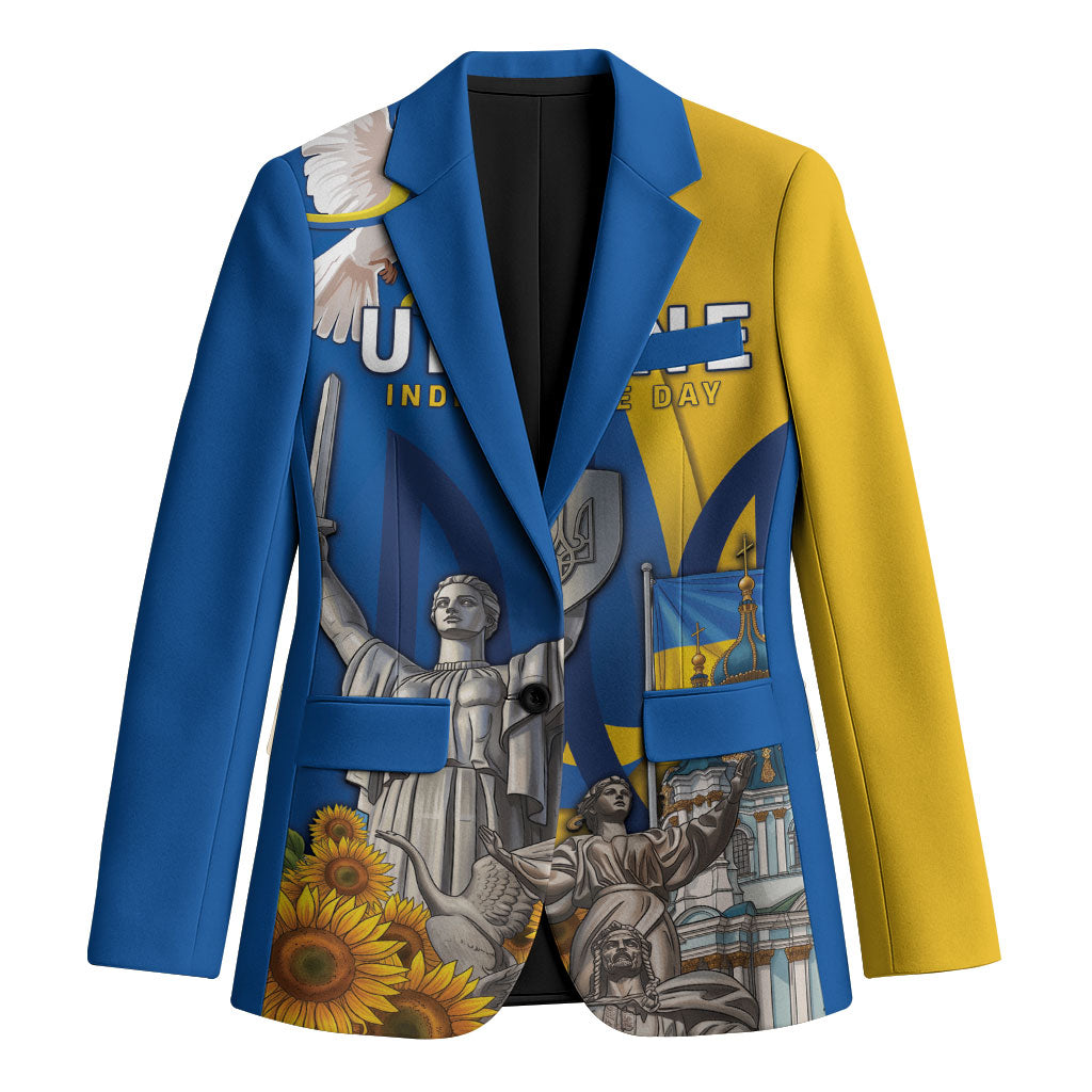 Personalized Ukraine Independence Day Blazer Tryzub Heritage Freedom Pride