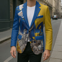 Personalized Ukraine Independence Day Blazer Tryzub Heritage Freedom Pride