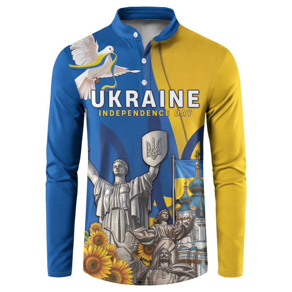 Personalized Ukraine Independence Day Button Sweatshirt Tryzub Heritage Freedom Pride