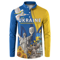 Personalized Ukraine Independence Day Button Sweatshirt Tryzub Heritage Freedom Pride
