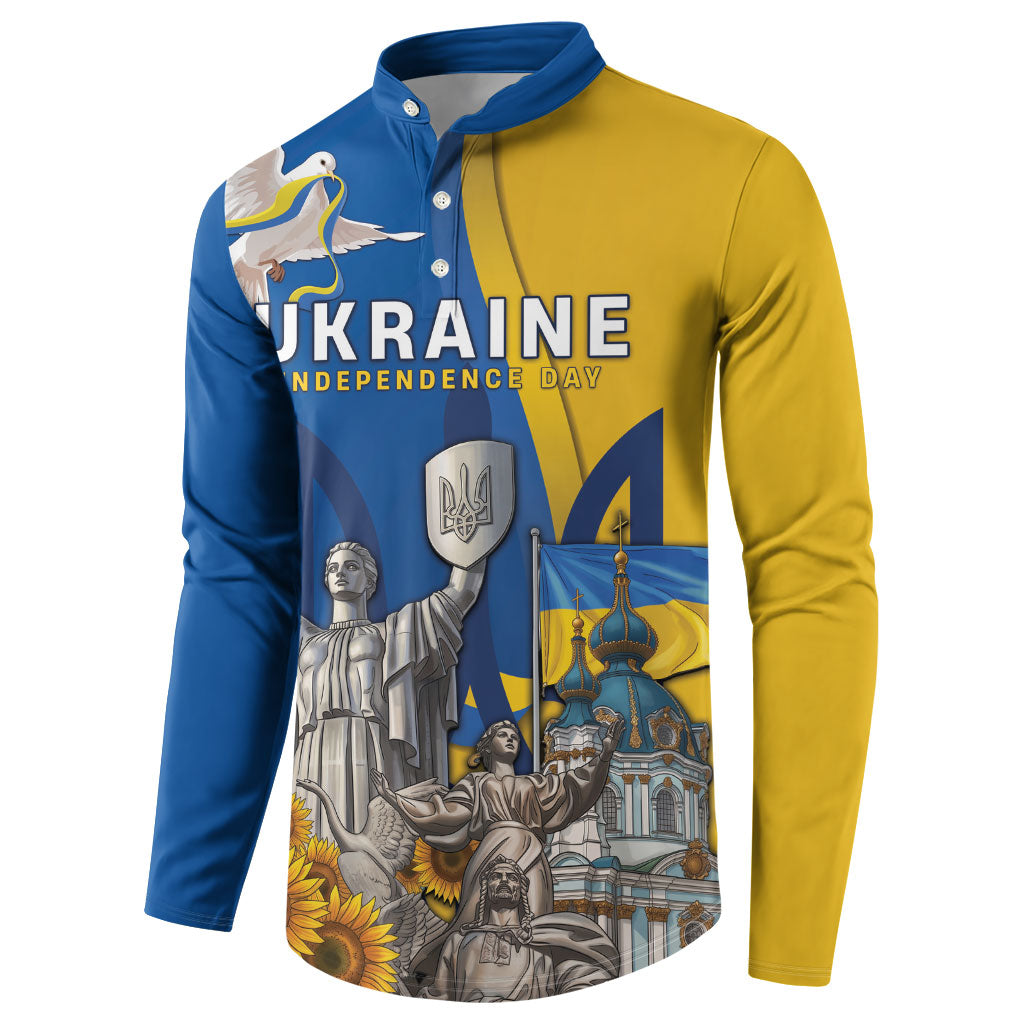 Personalized Ukraine Independence Day Button Sweatshirt Tryzub Heritage Freedom Pride