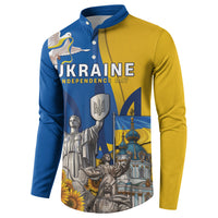 Personalized Ukraine Independence Day Button Sweatshirt Tryzub Heritage Freedom Pride
