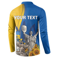 Personalized Ukraine Independence Day Button Sweatshirt Tryzub Heritage Freedom Pride
