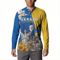 Personalized Ukraine Independence Day Button Sweatshirt Tryzub Heritage Freedom Pride
