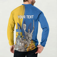 Personalized Ukraine Independence Day Button Sweatshirt Tryzub Heritage Freedom Pride