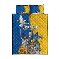 Ukraine Independence Day Quilt Bed Set Tryzub Heritage Freedom Pride