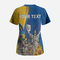 Personalized Ukraine Independence Day Scrub Top Tryzub Heritage Freedom Pride