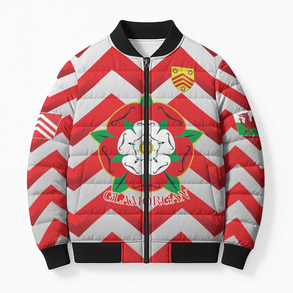 Personalized Glamorgan Wales Bomber Puffer Jacket The Tudor Rose Of Wales - Wonder Print Shop