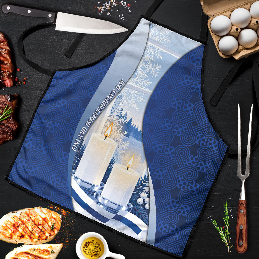 Finland Independence Day Apron Blue-White Candles Snowy Forest