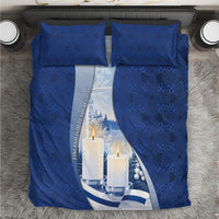 Finland Independence Day Bedding Set Blue-White Candles Snowy Forest