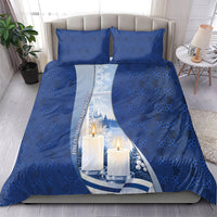 Finland Independence Day Bedding Set Blue-White Candles Snowy Forest