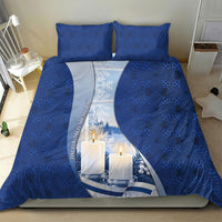 Finland Independence Day Bedding Set Blue-White Candles Snowy Forest
