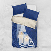 Finland Independence Day Bedding Set Blue-White Candles Snowy Forest