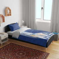 Finland Independence Day Bedding Set Blue-White Candles Snowy Forest