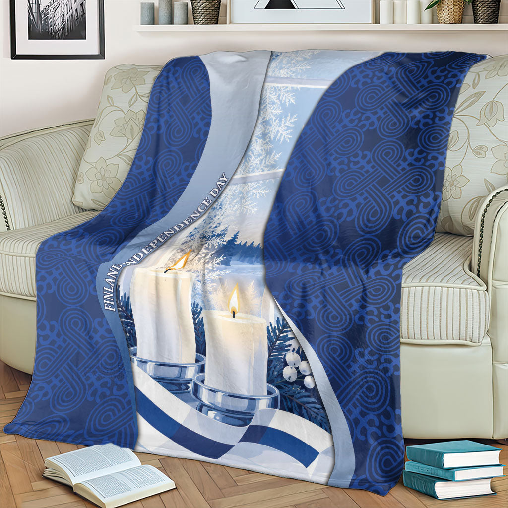Finland Independence Day Blanket Blue-White Candles Snowy Forest