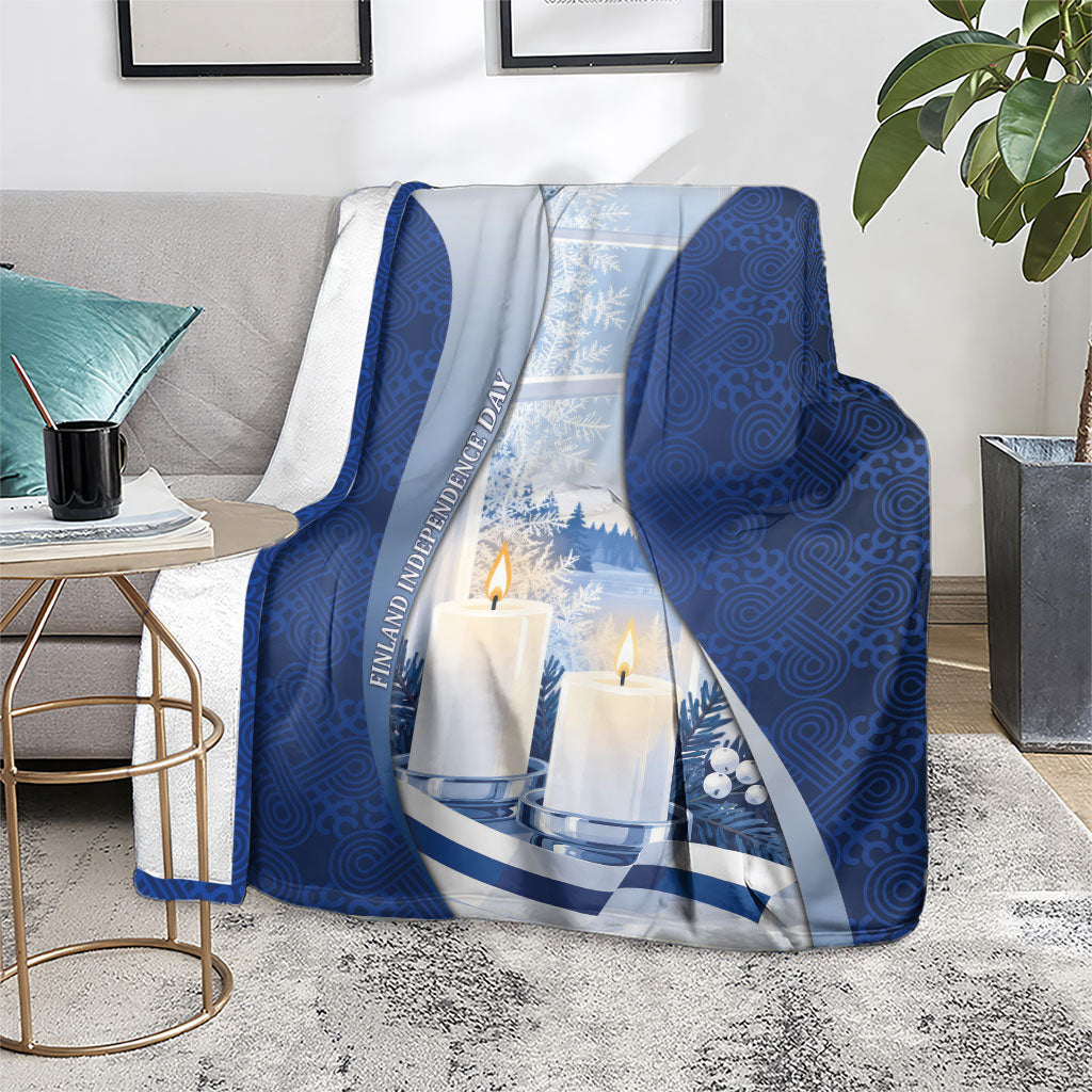 Finland Independence Day Blanket Blue-White Candles Snowy Forest
