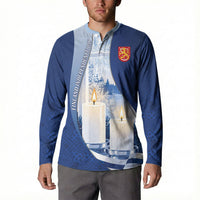 Personalized Finland Independence Day Button Sweatshirt Blue-White Candles Snowy Forest