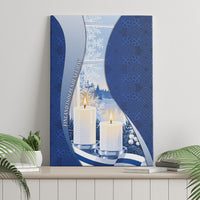 Finland Independence Day Canvas Wall Art Blue-White Candles Snowy Forest