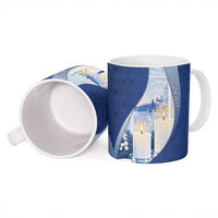 Personalized Finland Independence Day Ceramic Mug Blue-White Candles Snowy Forest
