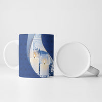 Personalized Finland Independence Day Ceramic Mug Blue-White Candles Snowy Forest