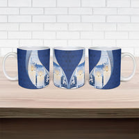 Personalized Finland Independence Day Ceramic Mug Blue-White Candles Snowy Forest