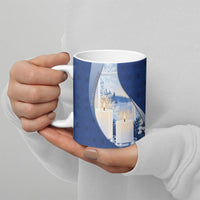 Personalized Finland Independence Day Ceramic Mug Blue-White Candles Snowy Forest