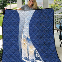 Finland Independence Day Quilt Blue-White Candles Snowy Forest