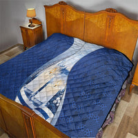 Finland Independence Day Quilt Blue-White Candles Snowy Forest