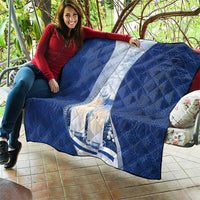 Finland Independence Day Quilt Blue-White Candles Snowy Forest