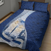 Finland Independence Day Quilt Bed Set Blue-White Candles Snowy Forest