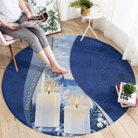 Finland Independence Day Round Carpet Blue-White Candles Snowy Forest