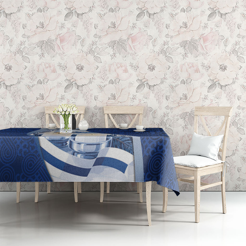 Finland Independence Day Tablecloth Blue-White Candles Snowy Forest