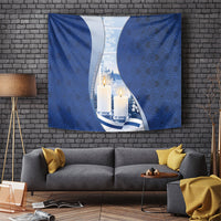 Finland Independence Day Tapestry Blue-White Candles Snowy Forest