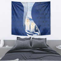 Finland Independence Day Tapestry Blue-White Candles Snowy Forest