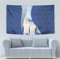 Finland Independence Day Tapestry Blue-White Candles Snowy Forest