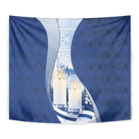 Finland Independence Day Tapestry Blue-White Candles Snowy Forest