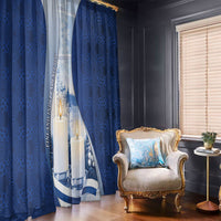 Finland Independence Day Window Curtain Blue-White Candles Snowy Forest