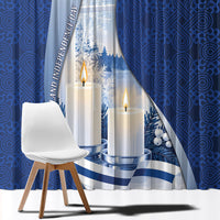 Finland Independence Day Window Curtain Blue-White Candles Snowy Forest