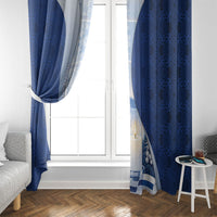 Finland Independence Day Window Curtain Blue-White Candles Snowy Forest