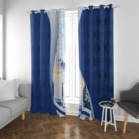 Finland Independence Day Window Curtain Blue-White Candles Snowy Forest
