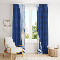 Finland Independence Day Window Curtain Blue-White Candles Snowy Forest