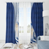 Finland Independence Day Window Curtain Blue-White Candles Snowy Forest